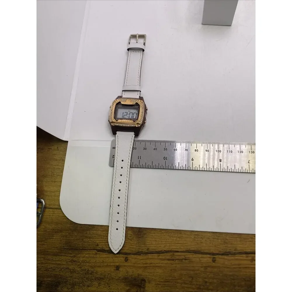Freestyle Shark Rosegold Rhinestone White Leather Band Surfing Watch New Battery